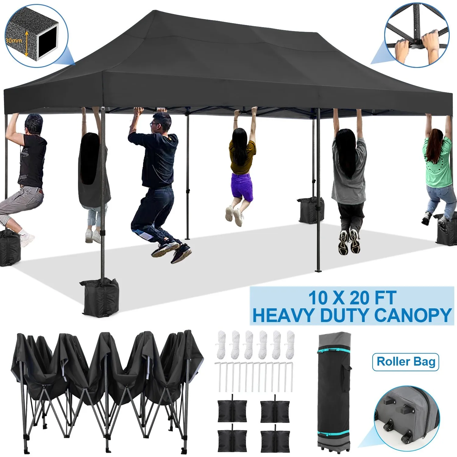 

10x20ft Heavy Duty Pop up Canopy Tent Waterproof Outdoor Wedding Party Gazebo