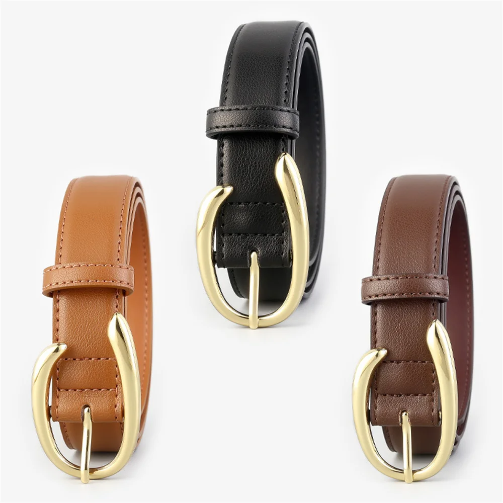 Luxury Genuine Leather for Women Autumn Winter Thin Coat Decoration Waistbelt Smooth Buckle Korean Style Belts Accessories
