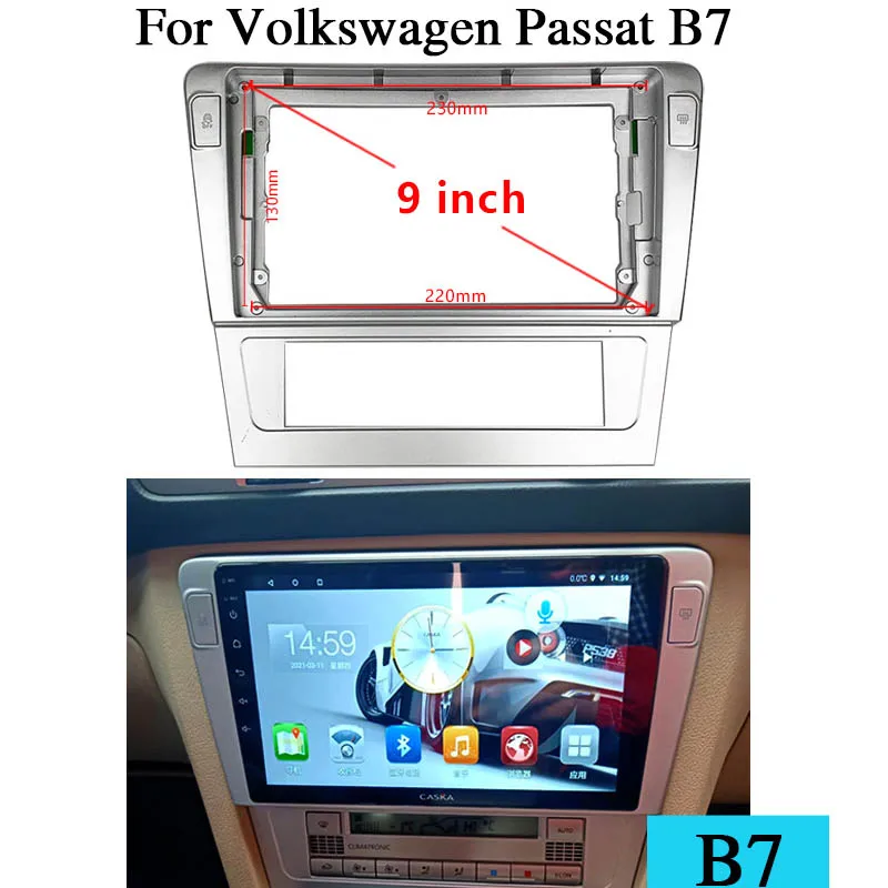 

9Inch 2din Car radio Fascia Frame Adapter For Volkswagen passat B7 B6 B5 Android Radio Audio Dash Panel Cover Harness