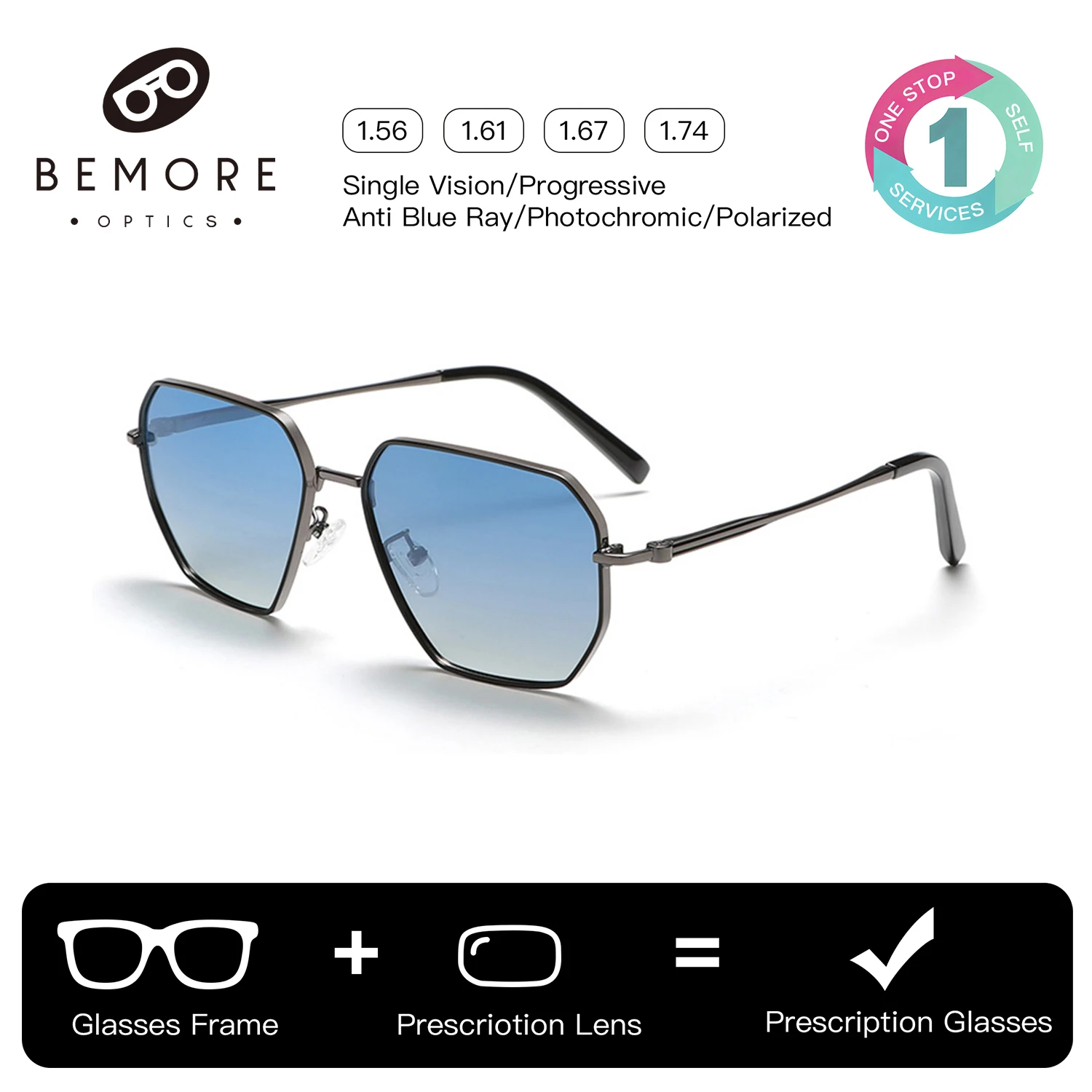 bemore-polygon-prescription-sunglasses-for-women-alloy-polarized-uv400-sunscreen-custom-lenses-eyeglasses