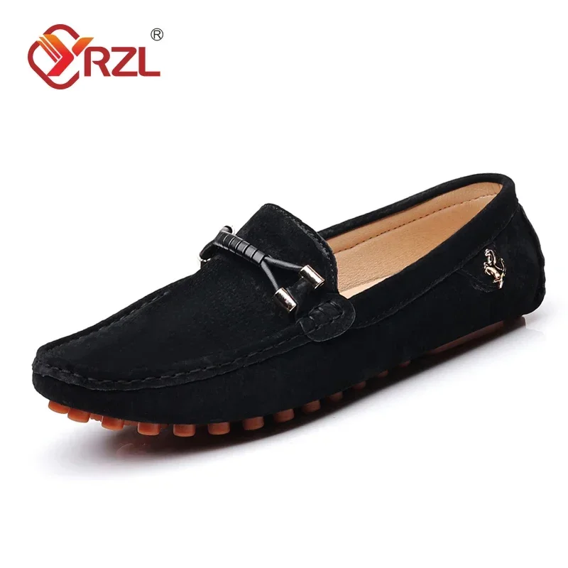 YRZL Size 48 Loafers Men Luxury Brand Moccasins Shoes Men Suede Leather Loafers Shoes Slip on Non-slip Driving Loafers for Men