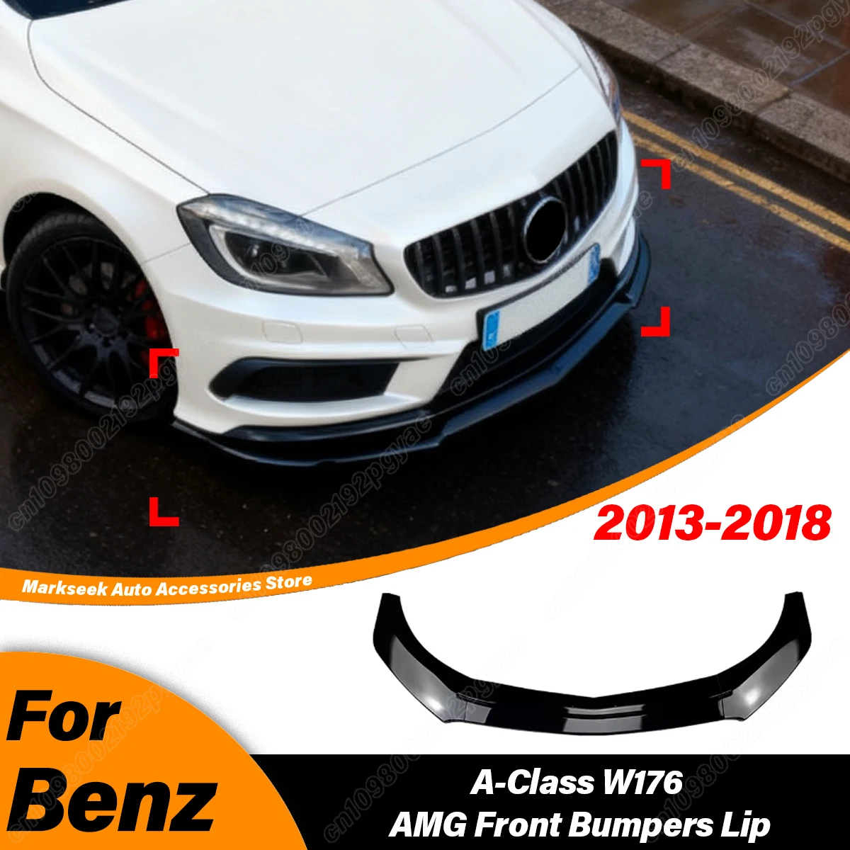 

For Mercedes Benz A Class W176 A200 A260 A45 AMG 2013 2014 2015 2016 2017 2018 Car Front Bumper Spoiler Lip Decoration Body Kit