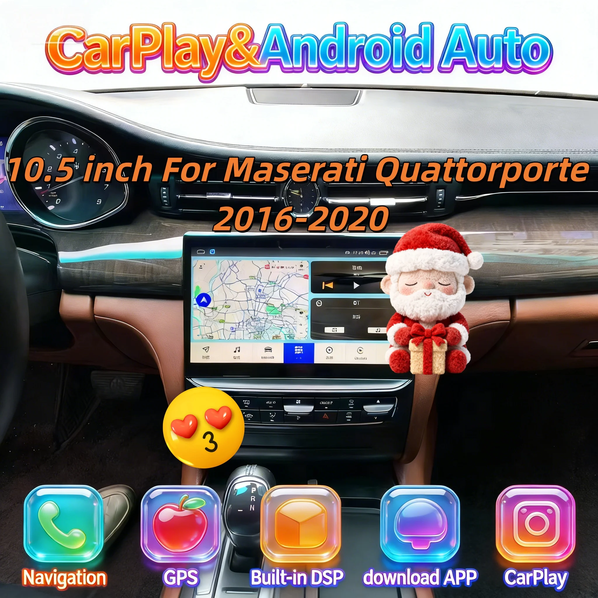 Multimedia Android Auto  4G WIFI GPS Player For Maserati Quattorporte 2016-2020 Radio CarPlay Auto Stereo HeadUnit Touch Screen
