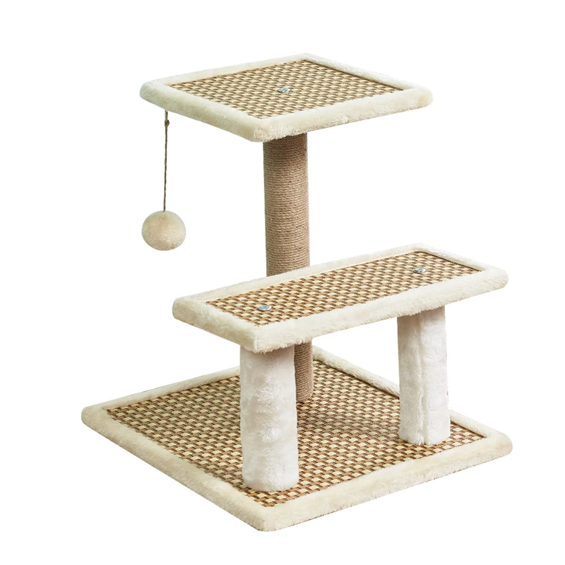 Factory Tall Sisal Kitten Cat Tower Furniture Plush Cover Sisal Column Ball