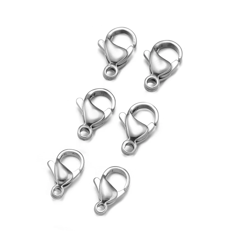 

50Pcs/Lot Stainless Steel 15mm Lobster Clasps Hooks Connector for DIY Jewelry Findings Materials Necklace Supplies NEVER FADE