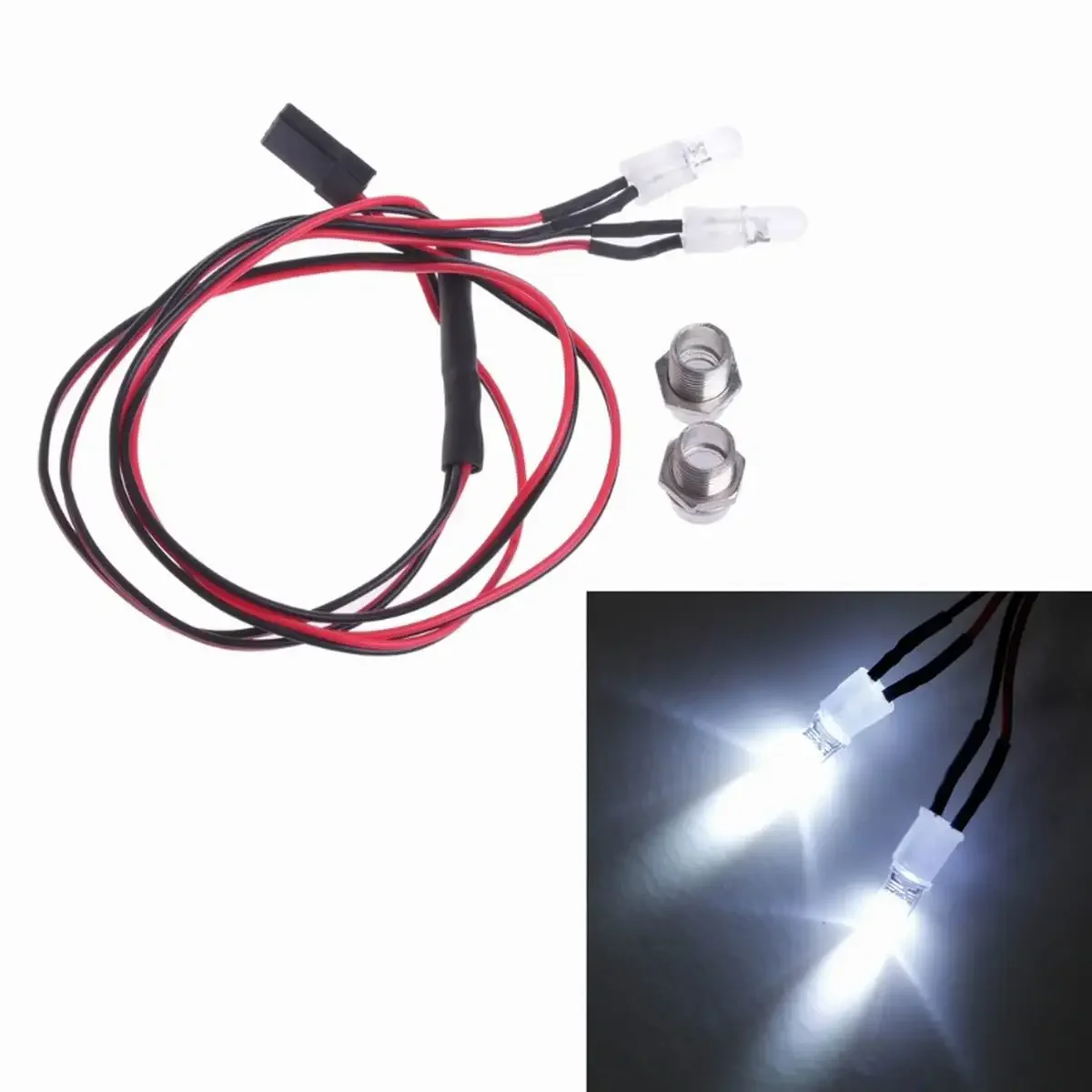 2 LED Lights Tail Light for 1/10 1/8 HSP Redcat RC4WD Tamiya Axial HPI WPL C14 C24 B14 B24 B16 B36 JJR/C Q60 RC Car