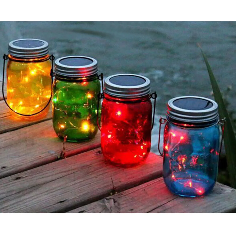 

2 M Bottle Cap String Lights Hanging Jar Solar Outdoor Green Fairy for Jars