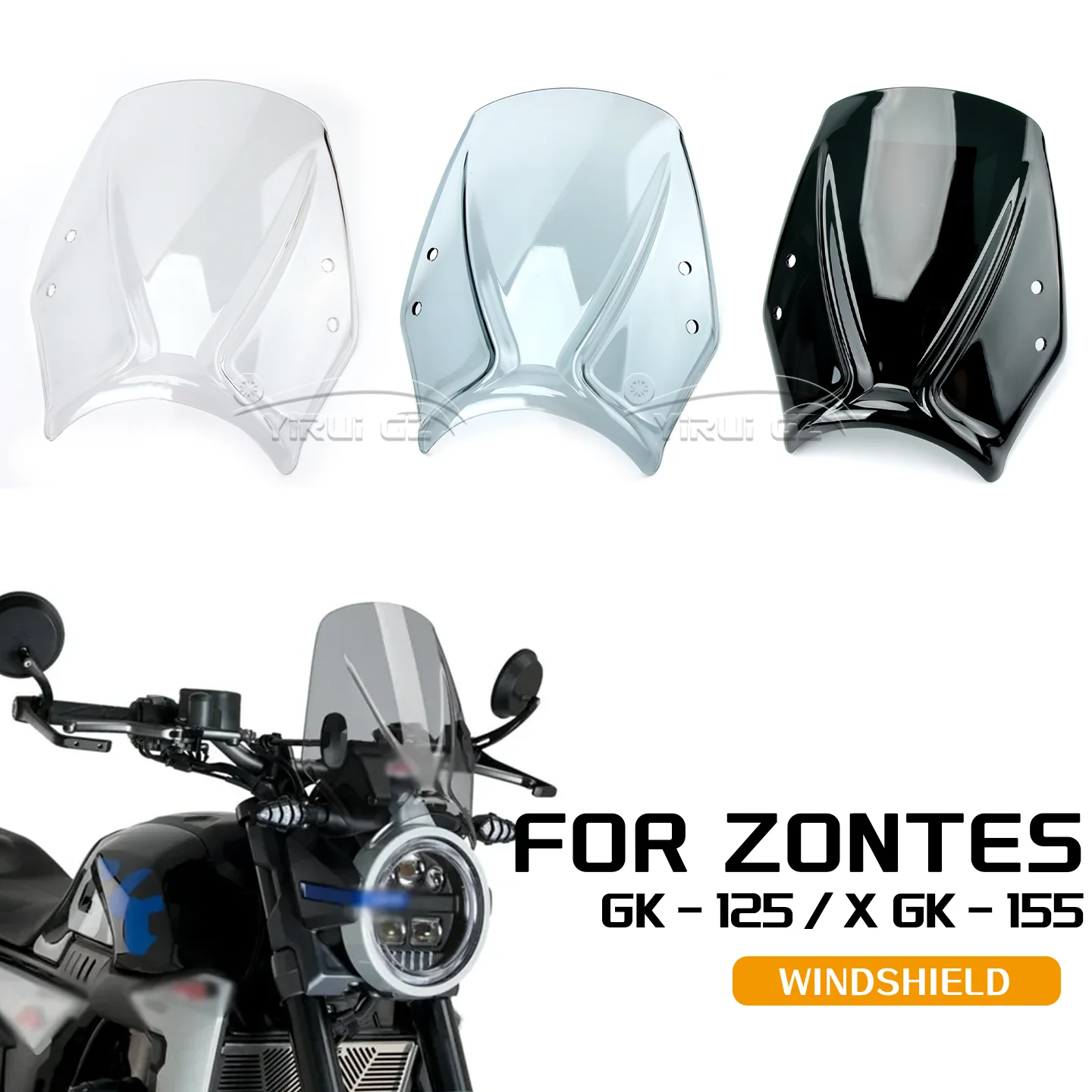オートバイのフロントガラスフロントガラスバイザーバイザーダブルバブルスクリーンゾンテス-gk-125-gk-155-gk-125x-ゾンテス-gk-125-gk-125x-gk-155