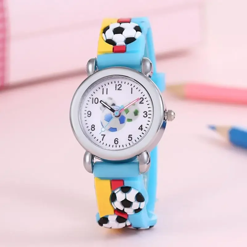 Fashion Color Cartoon Football Students Children Watch Quartz Watch Electronic Quartz 3D Stereoscopic Silicone Children's Watch