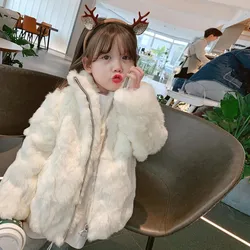 2024 New Children Autumn and Winter Clothing Foreign Fur Integrated Jacket Baby Thickened Boys and Girls Imitation Rabbit Fur