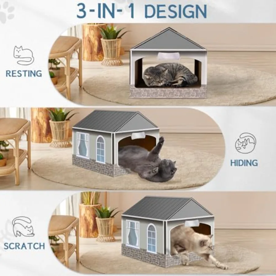 Arranhador de casa de gato de papelão com catnip fácil notool montagem gatinho playhouse 13.5x14.5x13 Polegada diversão interior gato scratcher hous