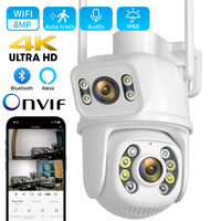 4K 8MP iCSee PTZ WIFI Camera Dual Lens Dual Screen IP Camera Outdoor 4MP HD AI Human Detection Auto Tracking CCTV Surveillance