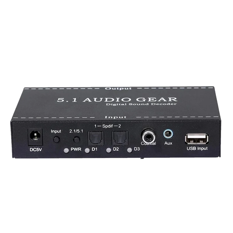 NK-A6L 5.1 Audio Gear Digital Sound Decoder Audio Converter 3.5Mm Audio Output Support For Dolby Digital AC-3 DTS EU Plug