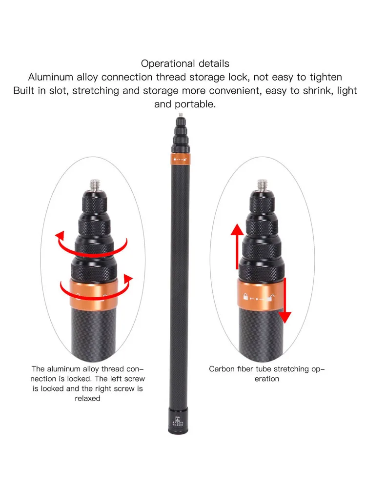 3m carbon fiber  Bullet Time Invisible Selfie Stick for Insta360 X3/R/Evo/ONE X2/RS/GO 2 Aluminum Alloy Selfie Stick Accessory image 2