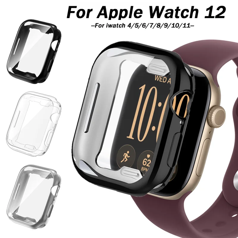 Displayschutzfolie für Apple Watch Ultra 4 3 2 49 41 44 40 45 46 42mm TPU Bumper Schutzhülle für iWatch Series 11 10 12 9 8 7 SE 6