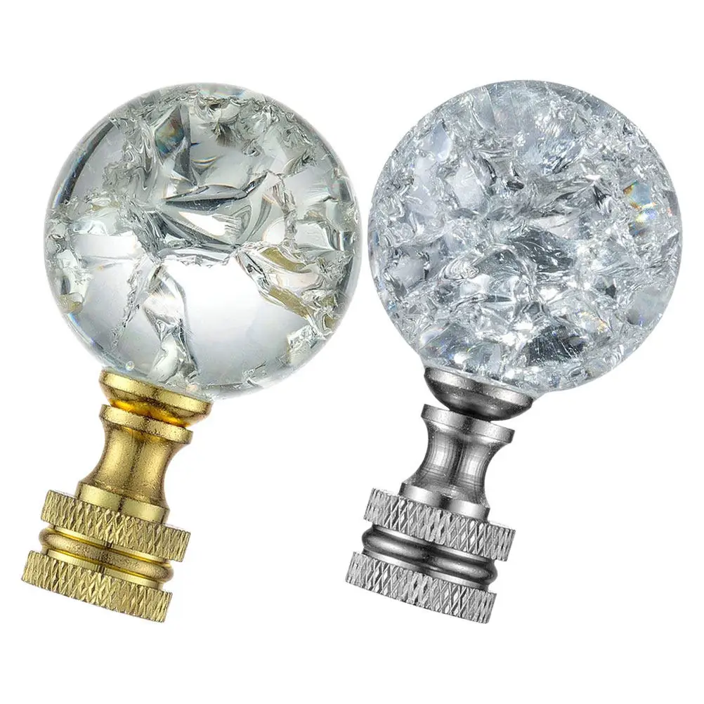 

2Pcs Decorative Lamp Finials Ball Shape Clear Crystal Glass Metal Base Floor Desk Table Lamp Shade Replacement Finial Caps