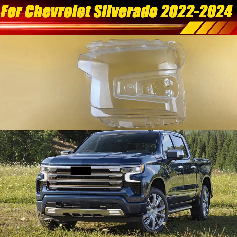 

For Chevrolet Silverado 2022 2023 2024 Headlight Cover Housing Lamp Clear Headlamp Shell Plexiglass Replace Original Lampshade