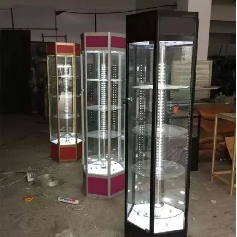 custom.Modern Commercial Jewelry Display Cabinet with Glass and Metal Stainless Steel Customized Color Jewelry Showroom