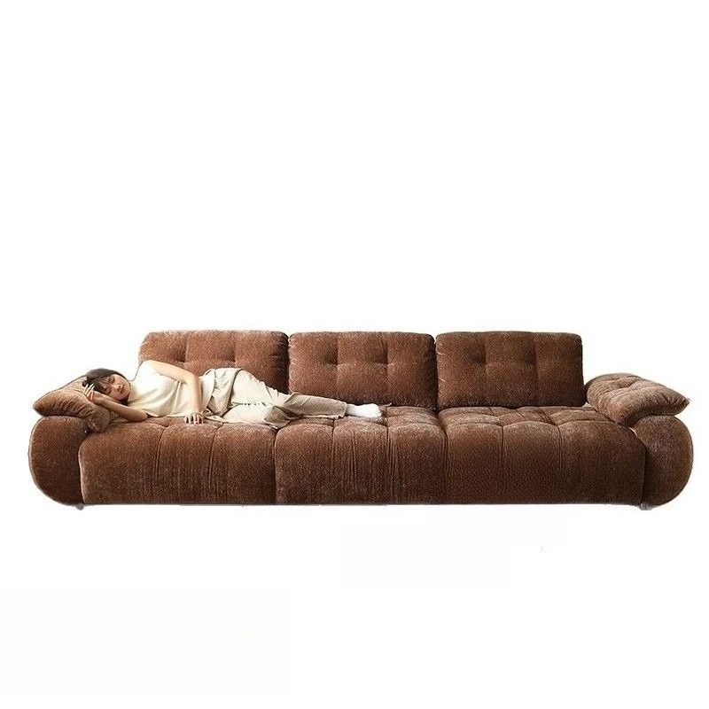 

Square sofa ultra-soft down padding minimalist creamy style large living room lazy sofa