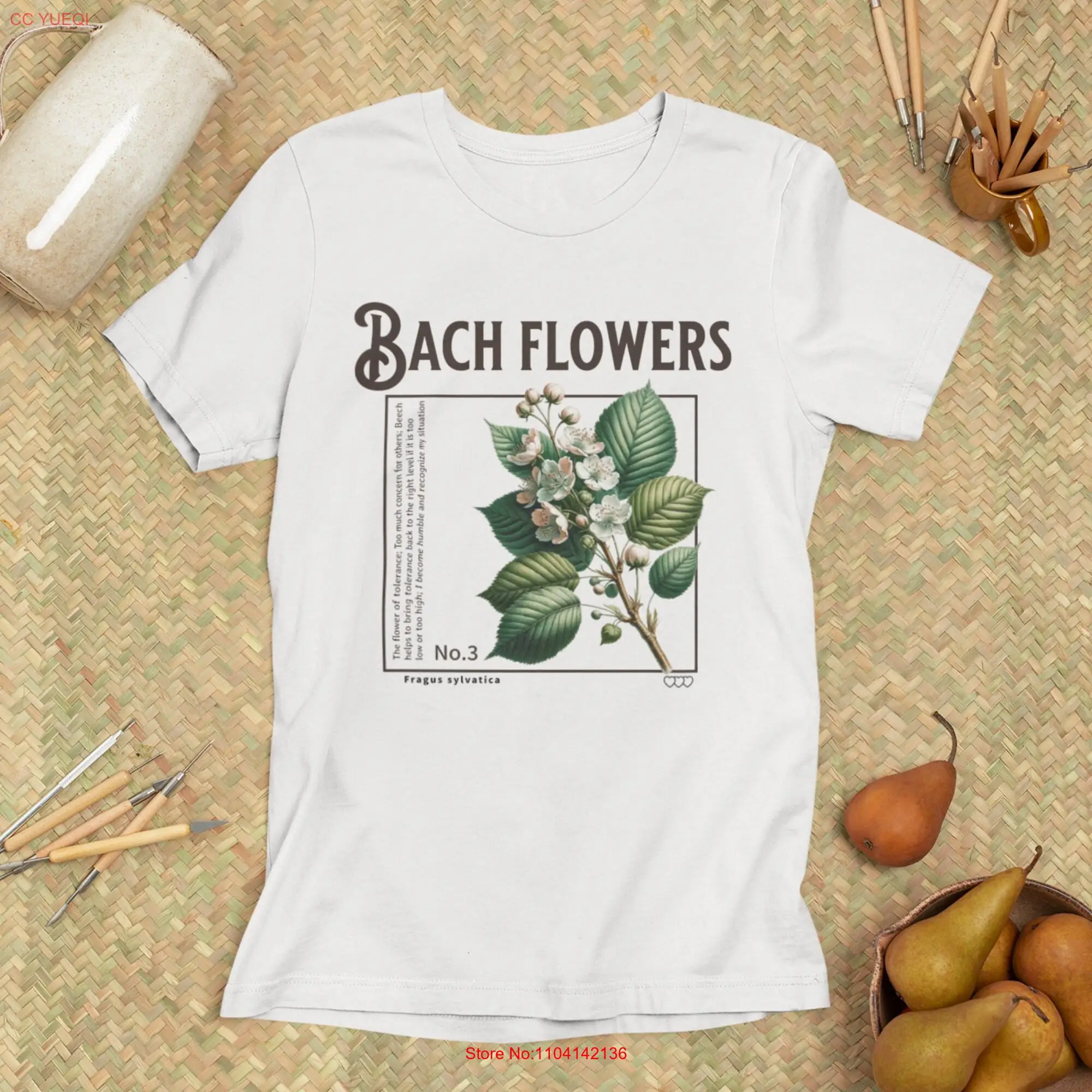 Camiseta de flores de Bach, medicina alternativa, naturaleza, diseño vintage, haya roja, regalo de cumpleaños, manga larga o corta