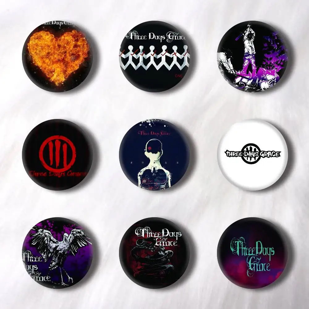 Pins e Emblemas da Banda T-Three Days Grace, Emblema Redondo a Laser, Broche, Acessórios para Roupas e Mochilas