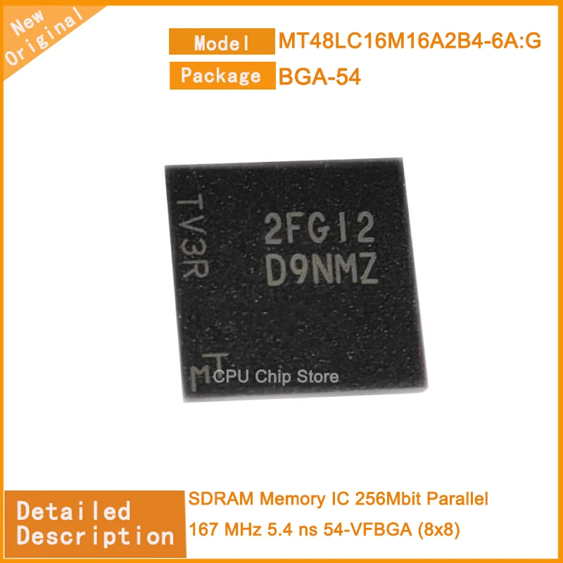 5Pcs/Lot New Original MT48LC16M16A2B4-6A:G  MT48LC16M16  SDRAM Memory IC 256Mbit Parallel 167 MHz 5.4 ns 54-VFBGA (8x8)