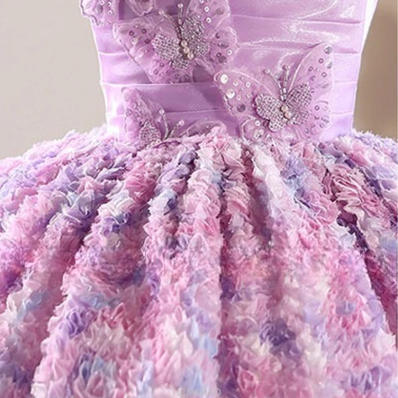 

2025 Party Dress Vestido Kids Princess Birthday Piano Performance Host Tutu Dresses OutfitsGown Costumes Matching Children