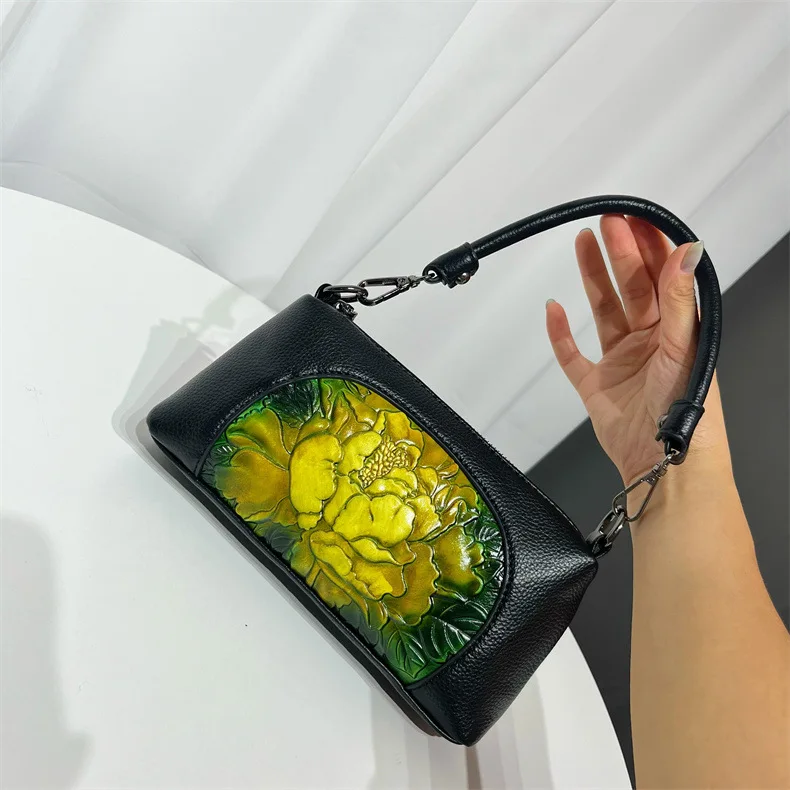 

Новая модель 2025 года: Сумка через плечо для женщин среднего и старшего возраста, квадратная сумка-кроссбоди в художественном национальном стиле для повседневного использования