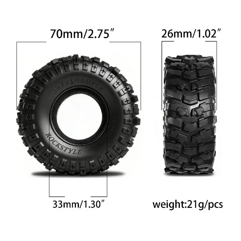 

1.3“ Crawler Car Tires Soft Sticky Rubber Tyre for 1/18 1/24 Scale RC Car Axial SCX24 FCX24 TRX4M FCX18 Enduro24 Upgrade Parts