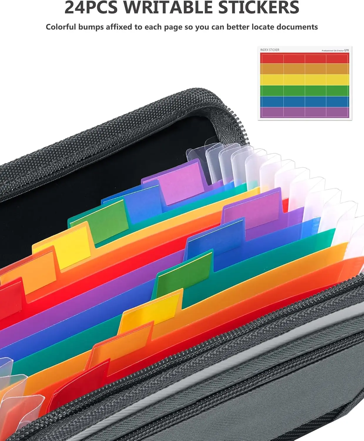 Expanding File Folders,13 Pockets File Organizer, A6 Size Document Folder with 24pcs Multicolor Labels for Home Office School