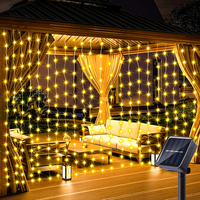 1pc Solar Curtain String Lights Outdoor Fairy Lights Solar Powered Twinkle String Lights 8 Modes For Home Garden Patio Decor