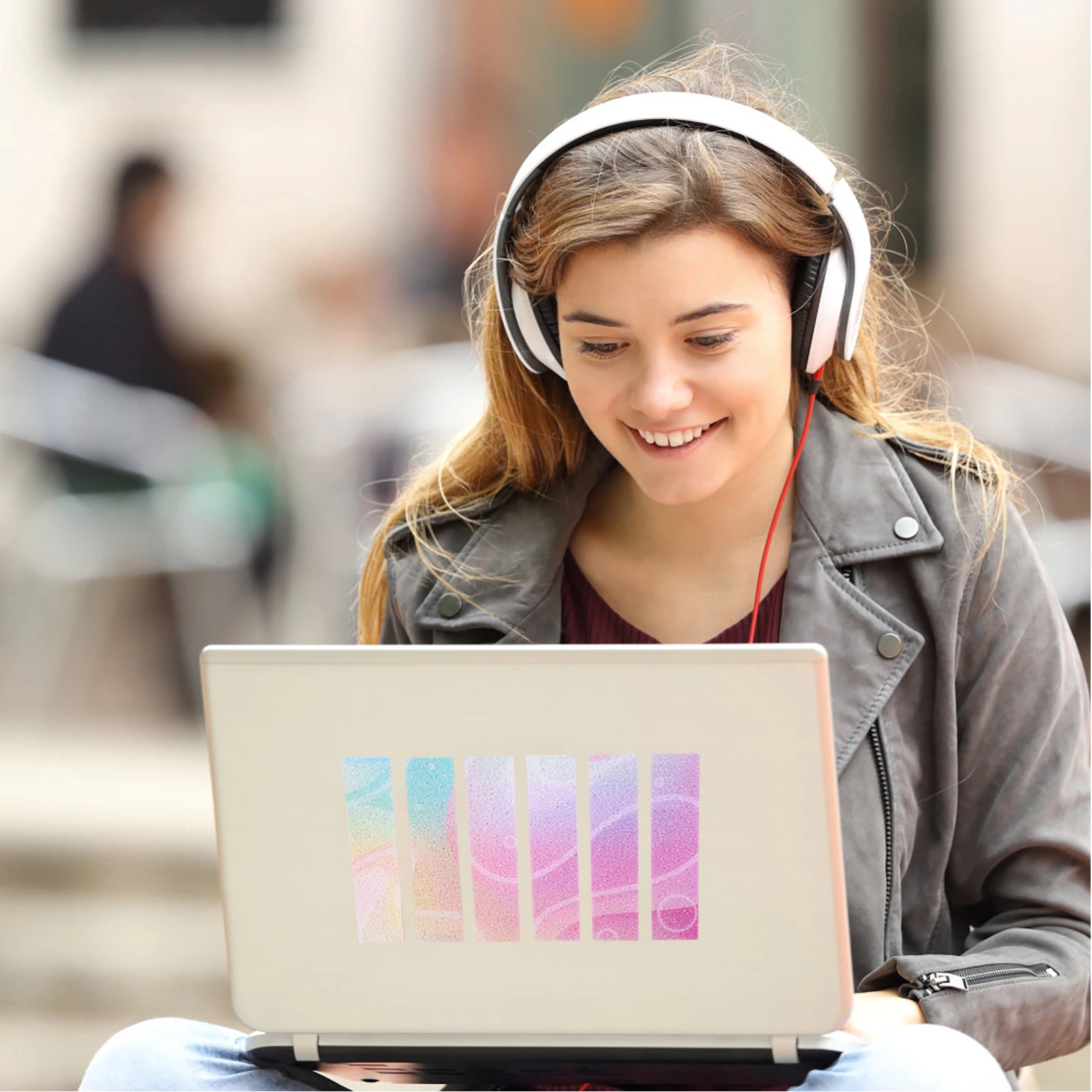 12 Pcs Pressure Relief Stickers Smooth Surface Calming Strips Anxiety Reducing Sensory Stickers Adhesive Decor Laptop Phone