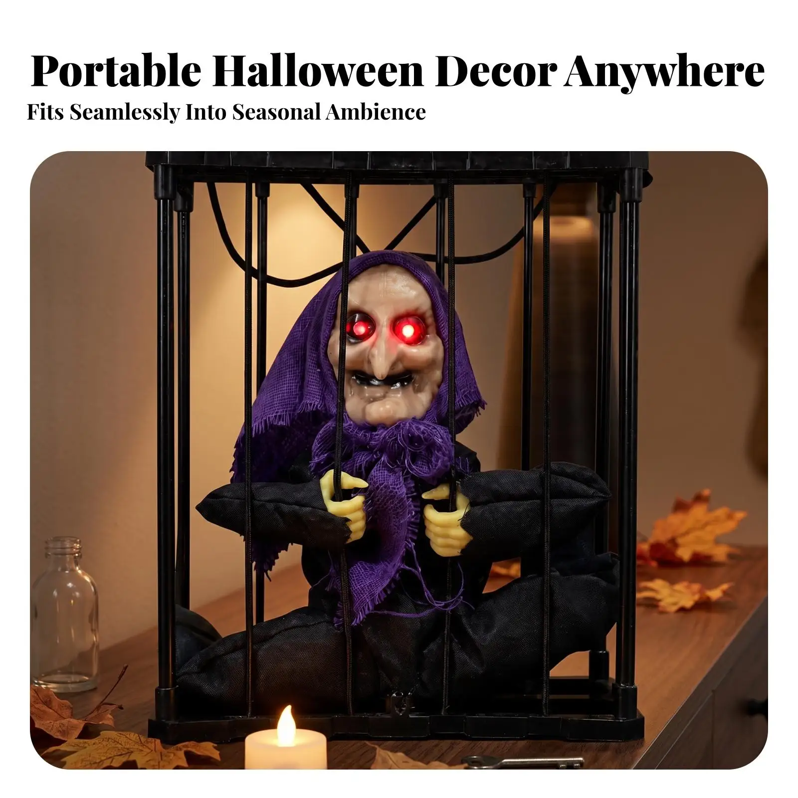 Spirit in Cage Figurine Spooky Decoración Compacto for Entryway, Party Hosts