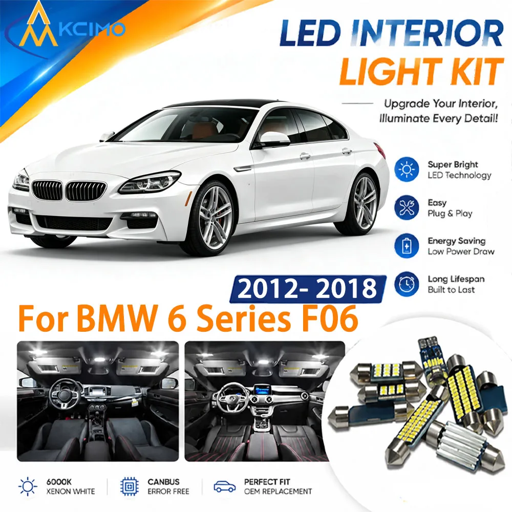 Full Cabin Interior LED Light Kit for BMW 6 Series F06 2012- 2018, Replace Dome Map Lamps to Boost Cabin Visibility