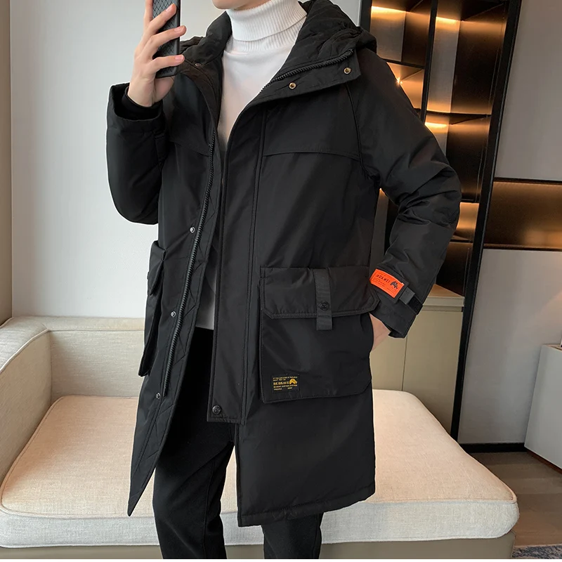 

Модная повседневная свободная куртка с капюшоном, молодежная, стильная, из полиэфирного волокна, белая, средней длины, с наполнителем из пуха.