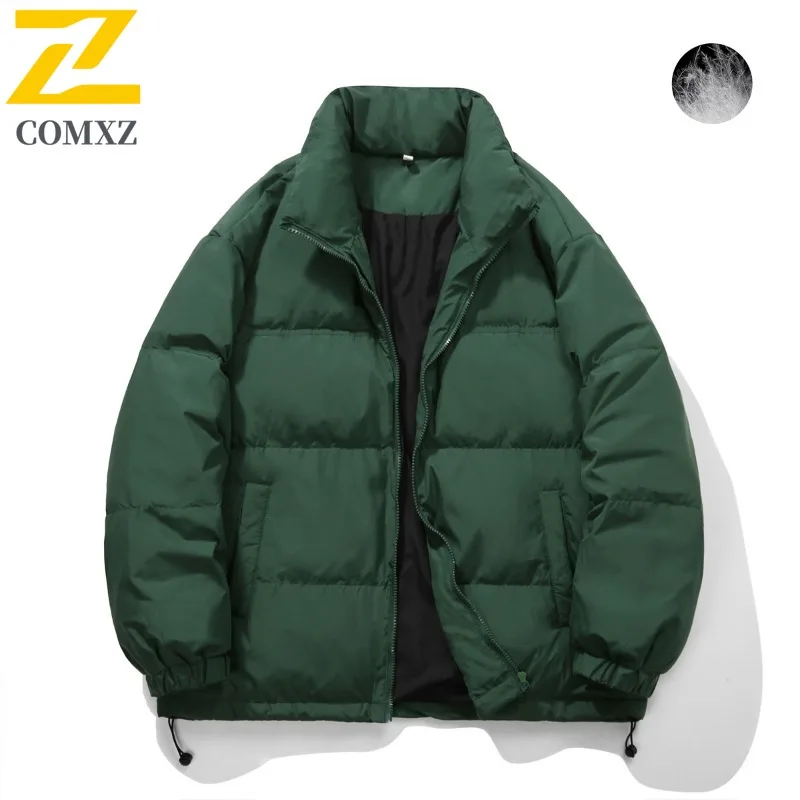 COMXZ Winter Down Jacket Men 2025 Short Korean Style Stand Collar Lightweight Parker Trendy Couple New Thickened Puffer Coat