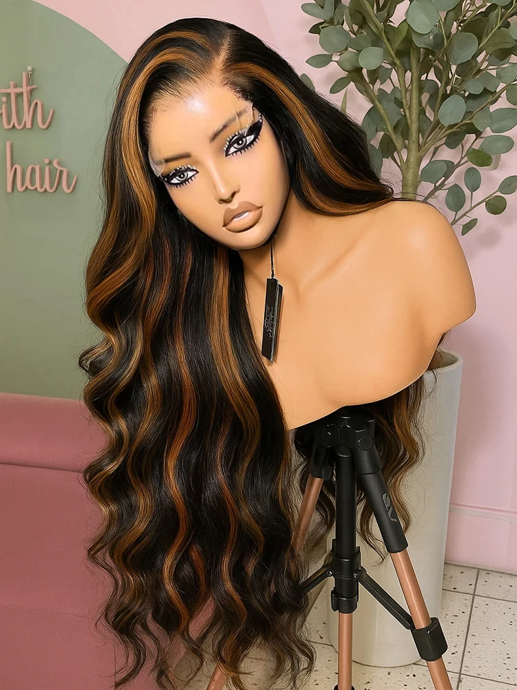 

1B/30 4/27 Highlight Body Wave 13x4 Highlight Hd Lace Front Human Hair Wig 30 Inch Upgraded Omber Brown Colored Wigs Human Hair