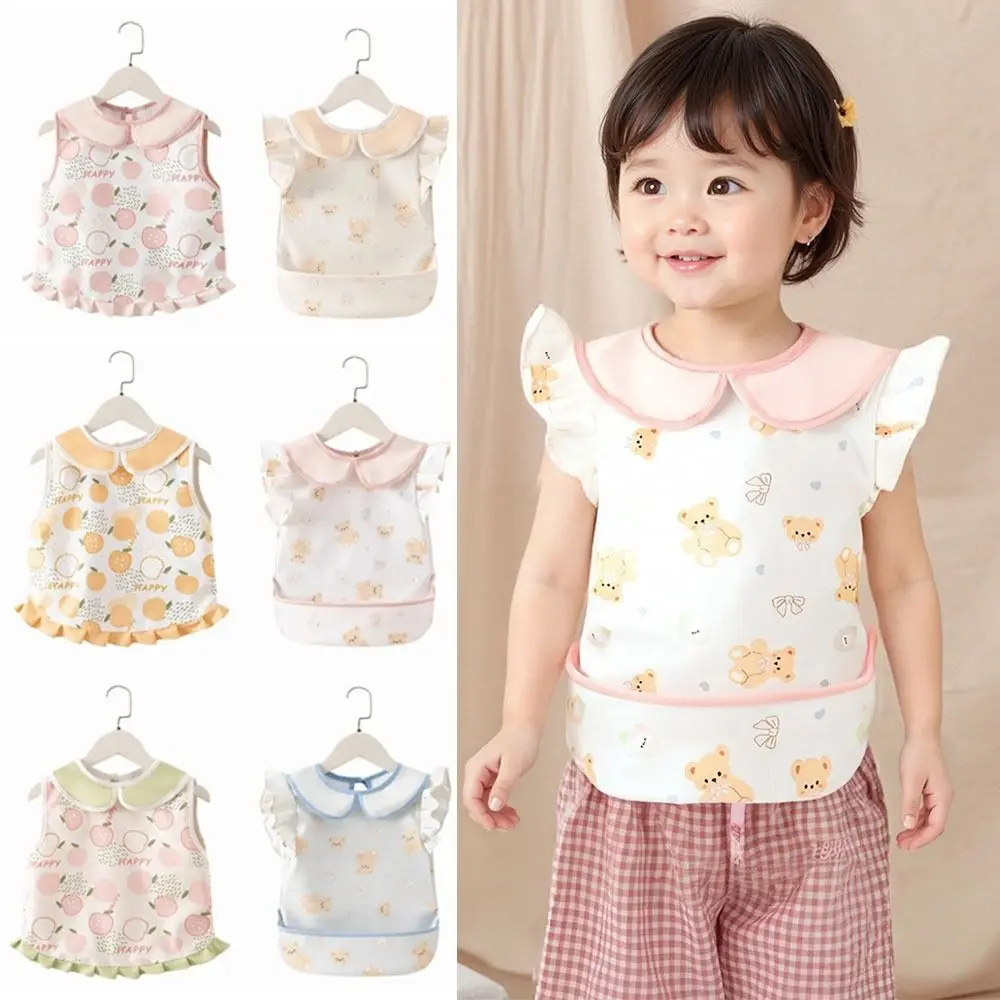 

Short Sleeved Children's Sleeveless Apron Soft Lightweight Baby Feeding Bib Double-strap Design Reusable Baby Eating Bib Summer