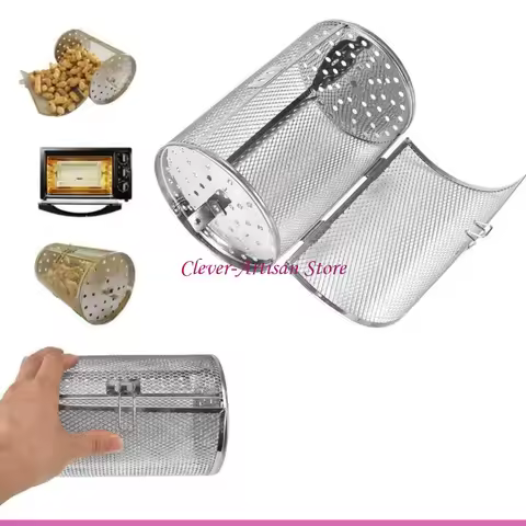 E06B Oven Roaster Drum for Peanut Dried Nut Coffee Beans BBQ Easy to Use Durable Kitchen Tool Bracket Design Removable Door
