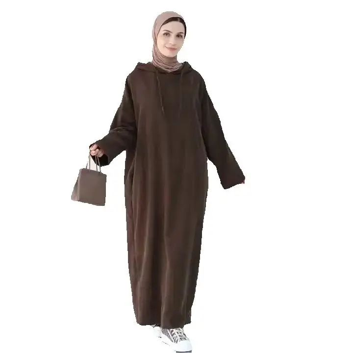 Women Abayas Muslim Dress Ramadan Hooded Solid Casual Arab Robe Eid Djellaba Turkey Kaftan Kebaya Jalabiya Caftan Marocain Femme
