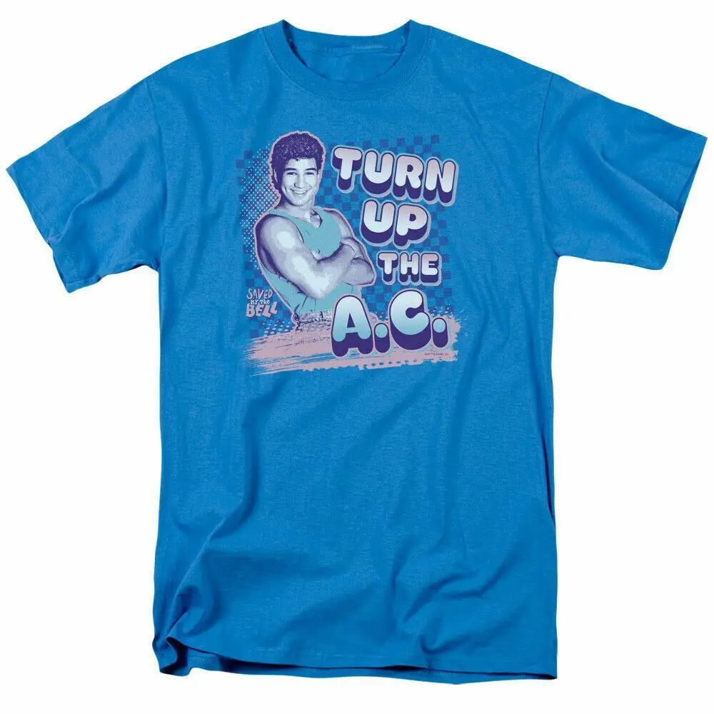 Saved By The Bell Turn Up The AC T Shirt Mens Licensed Classic TV Tee Turquoise