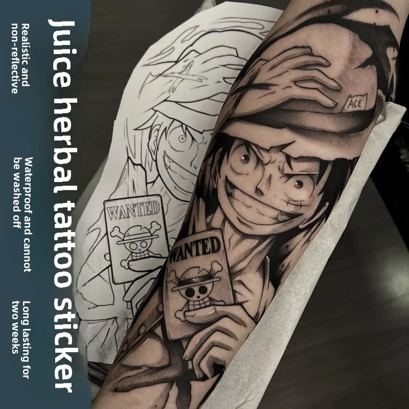 ONE PIECE pegatina de tatuaje Luffy nuevo anime masculino/femenino semipermanente no reflectante impermeable no se decolora pegatina de tatuaje para hombres