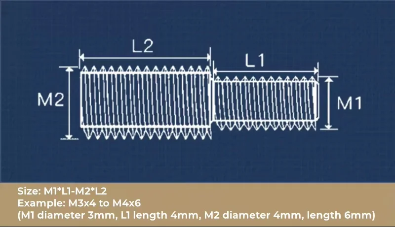 M3 M4 M5 M6 M8 M10 M12 M14 M16 304 Stainless Steel Double Head Transfer Screws Thread Adapter Male to Male