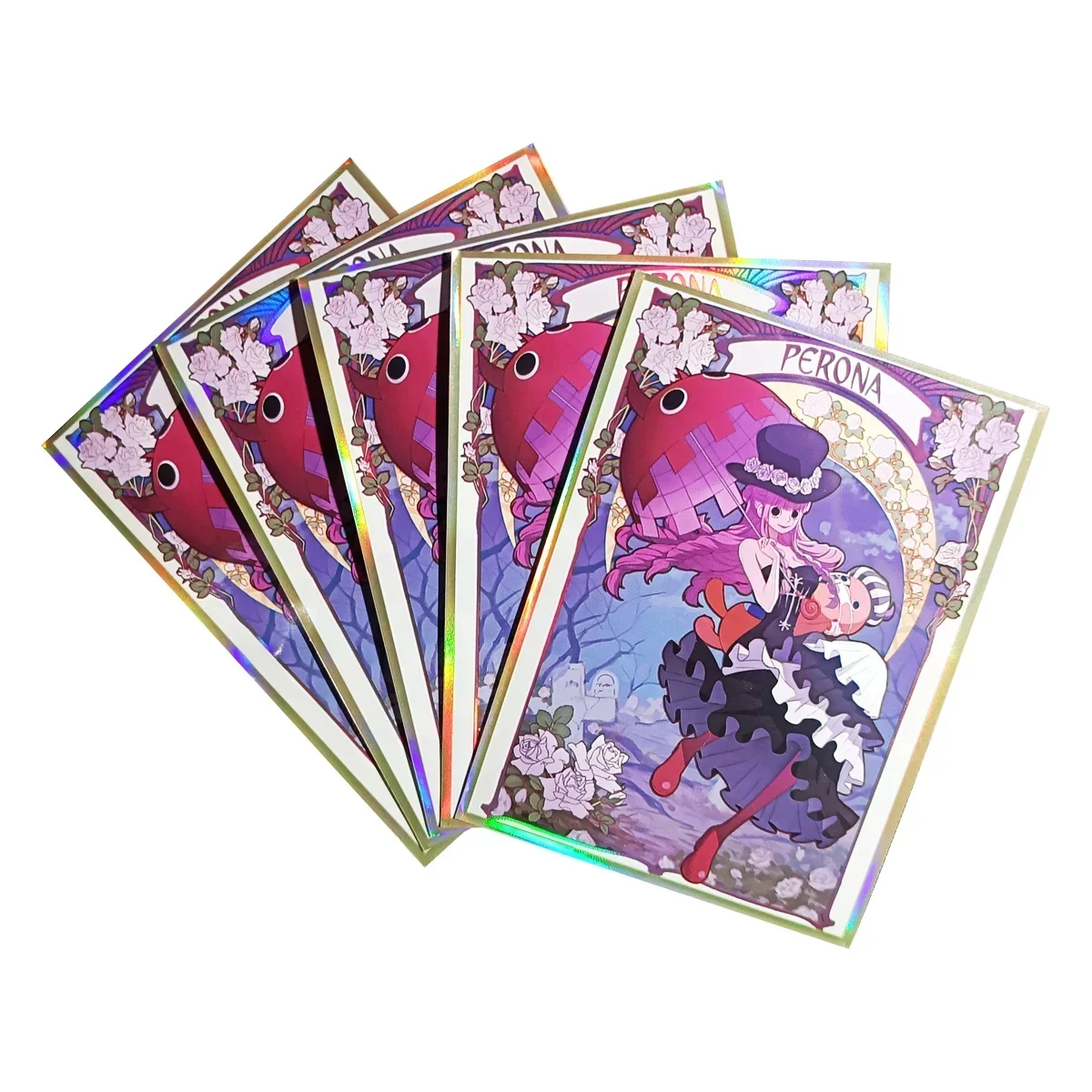 60 Stück Perona-Kartenhüllen, Sammelkarten-Schutz, Anime-holografische Folie, Kartenschild, äußere Abdeckung, Magic MTG/PKM/OPCG, 67 x 92 mm