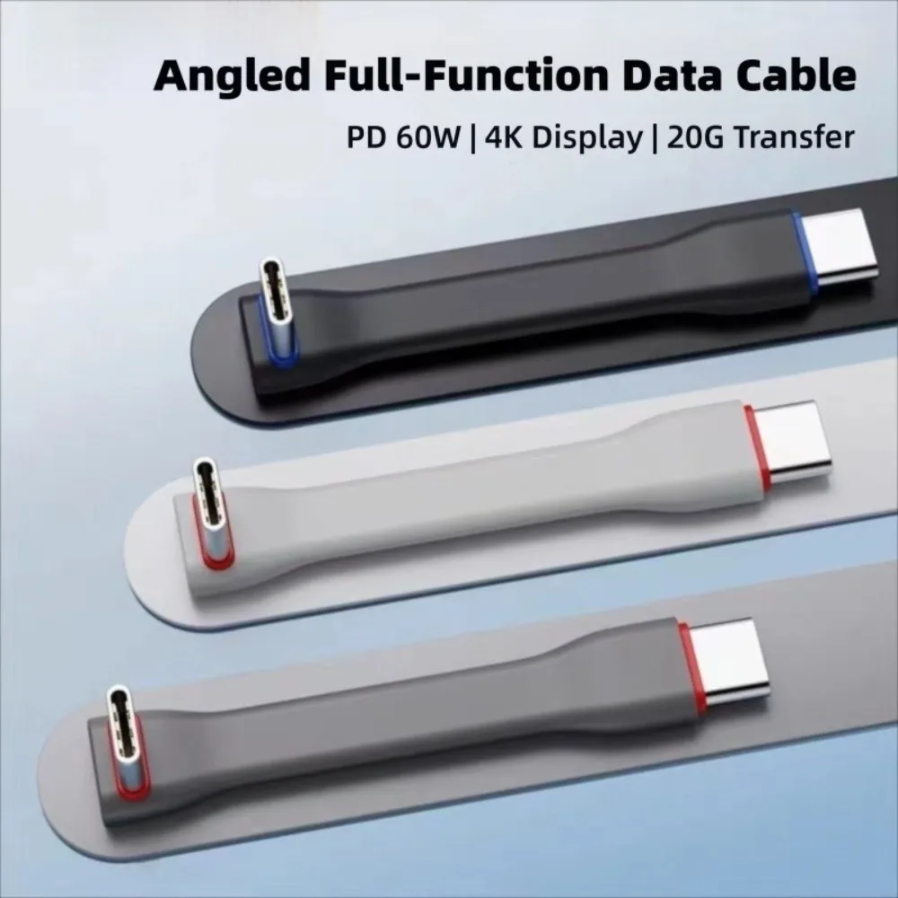 90° Angled USB Cable C to C Full Function 20Gbps USB C Cable 60W High Speed 3A Charging Cable for iPhone 15/16