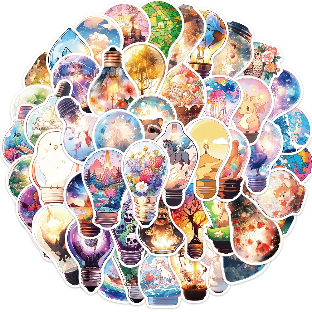 10/30/50 Uds. Bombilla bonita, pegatina de Graffiti decorada estética del mundo, monopatín, portátil, álbum de recortes, pegatina impermeable de dibujos animados