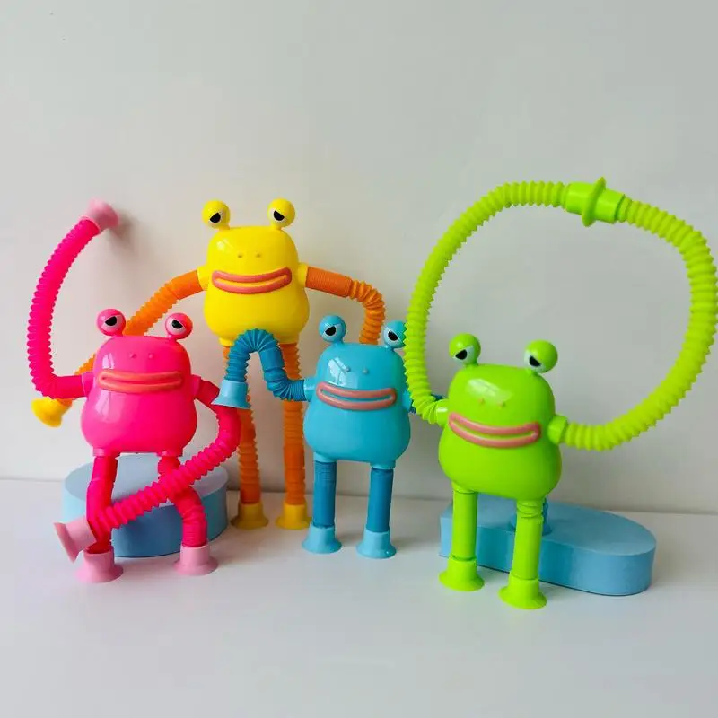 Children Suction Cup Toys Frog Pop Tubes Stress Relief Sensory Toys Telescopic Fidget Toy Anti-stress Squeeze Toy for Kids Gifts