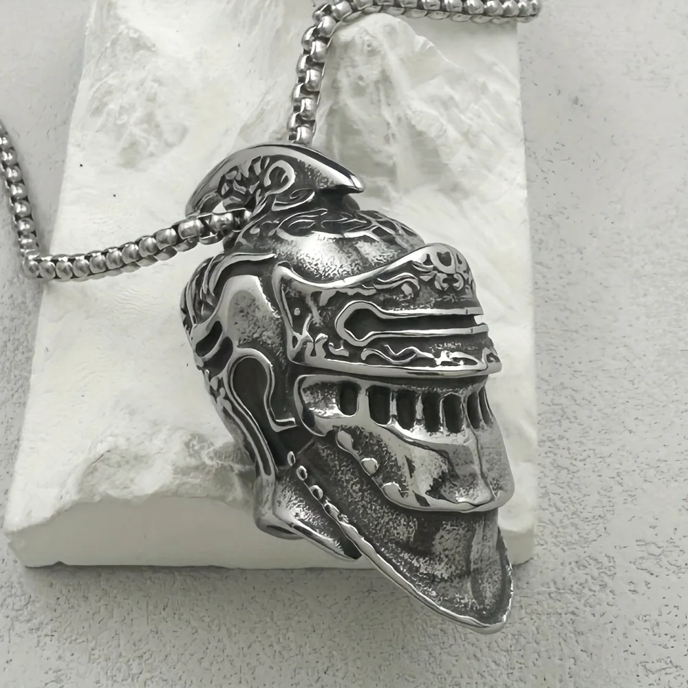 GREPPN Roman Soldier Bell Pendant Necklace For Men 316L Stainless Steel Vintage Motorcycle Rider Amulet Jewelry