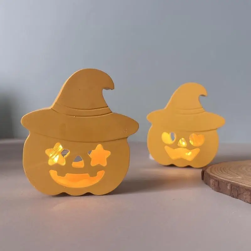 قالب نباتي من المطاط الصناعي من Allhallows لمصباح LED لتزيين الخبز المنزلي والتجميع مع 5 وجوه غريبة B03E