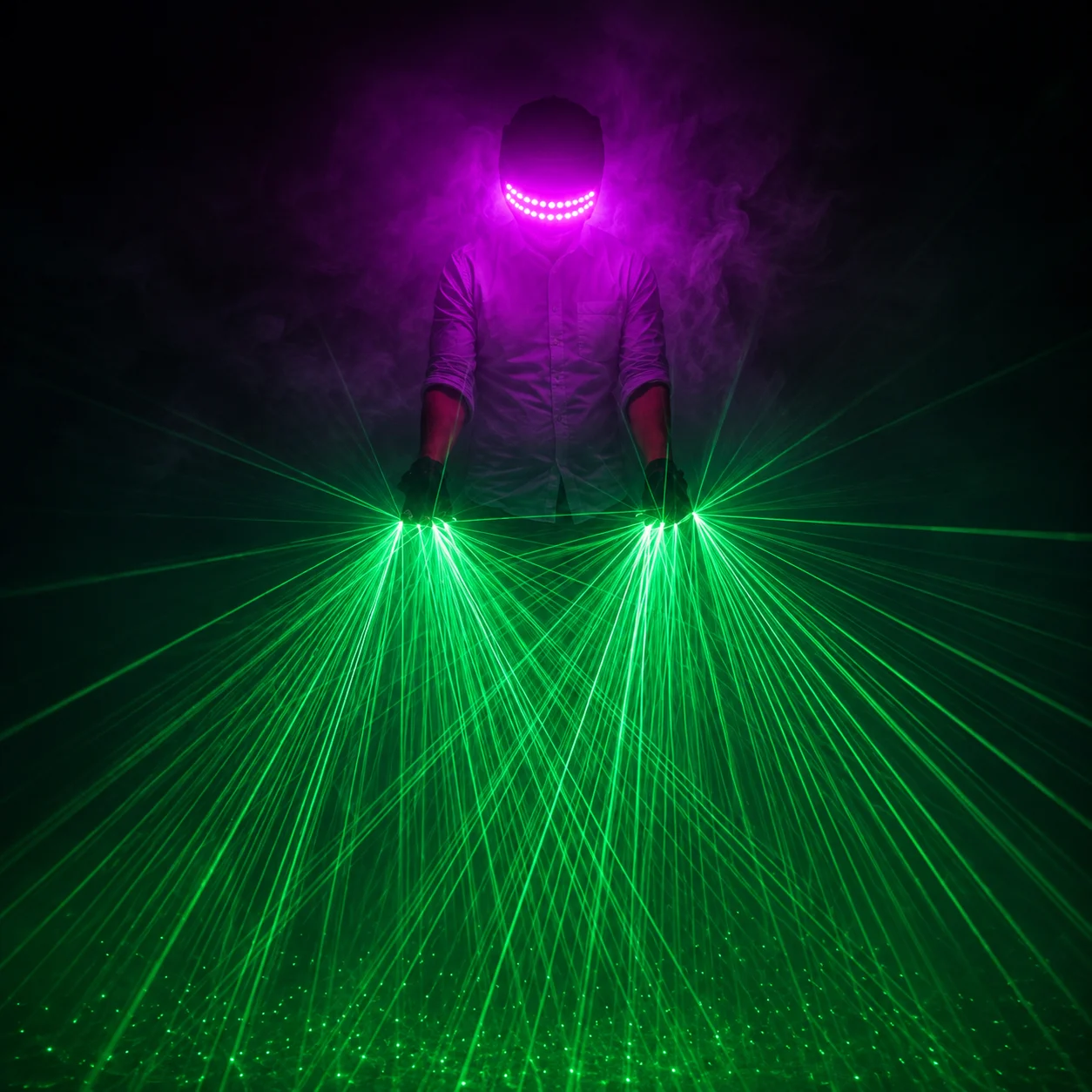 Fluorescent Green Laser Gloves, Halloween Show Dancing Glowing LED Glasses, Nightclub Fluorescent Props, Lighting Gloves